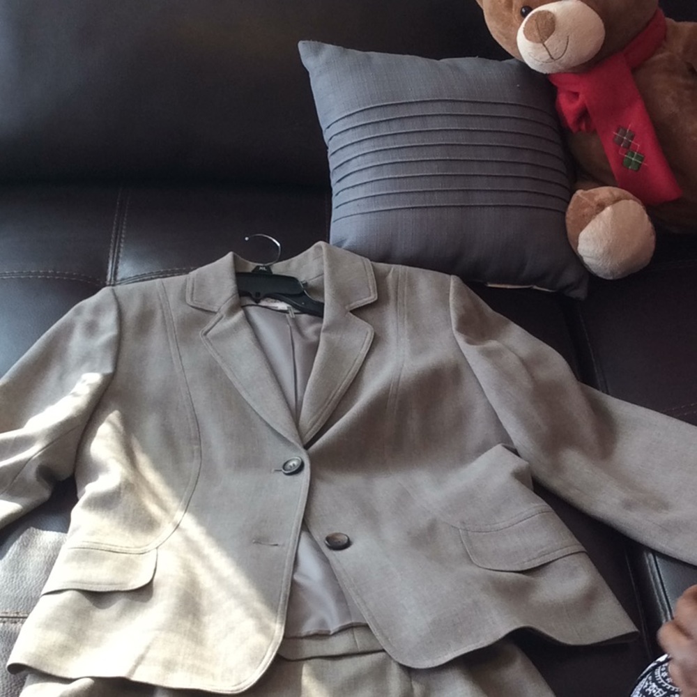 Calvin Klein tan skirt suit